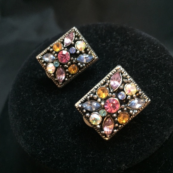 Vintage Jewelry Vintage Multi Color Stone Clip On Earrings Poshmark